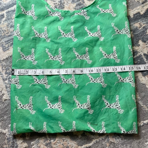 Green Tote Bag with Dog Print - Picture 3 of 5